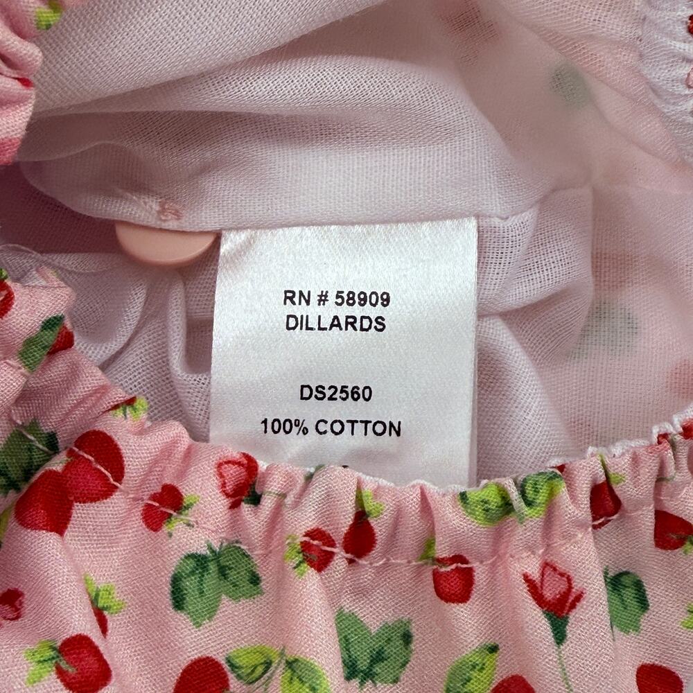 Edgehill Collection Pink Cherry Bow Ruffle Romper Baby Girl Size 3 Months - Picture 7 of 8